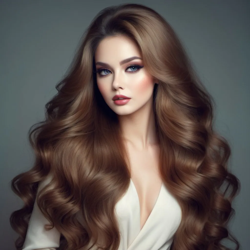 Prompt: <mymodel> beautiful, elegant lady with long beauriful volumious hair and pretty makeup.