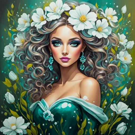 Prompt: <mymodel>Flower Siren graffiti art, splash art, street art, spray paint, oil gouache melting, acrylic, high contrast, colorful polychromatic, ultra detailed, ultra quality, CGSociety