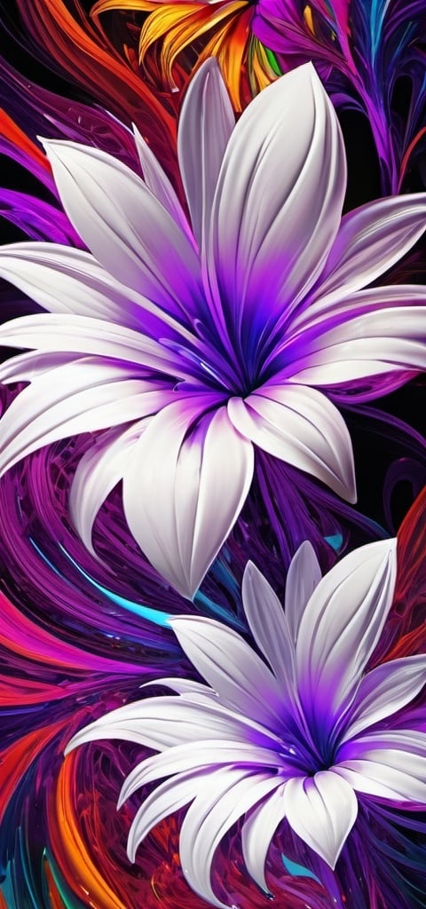 Prompt: Vibrant abstract digital artwork of flowers, dazzling colors, dynamic composition, high energy, modern digital art, vibrant, abstract, digital, high energy, dynamic composition, best quality, colorful, vivid tones, professional lighting