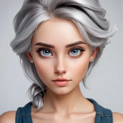 Prompt: beautiful girl with silver hair