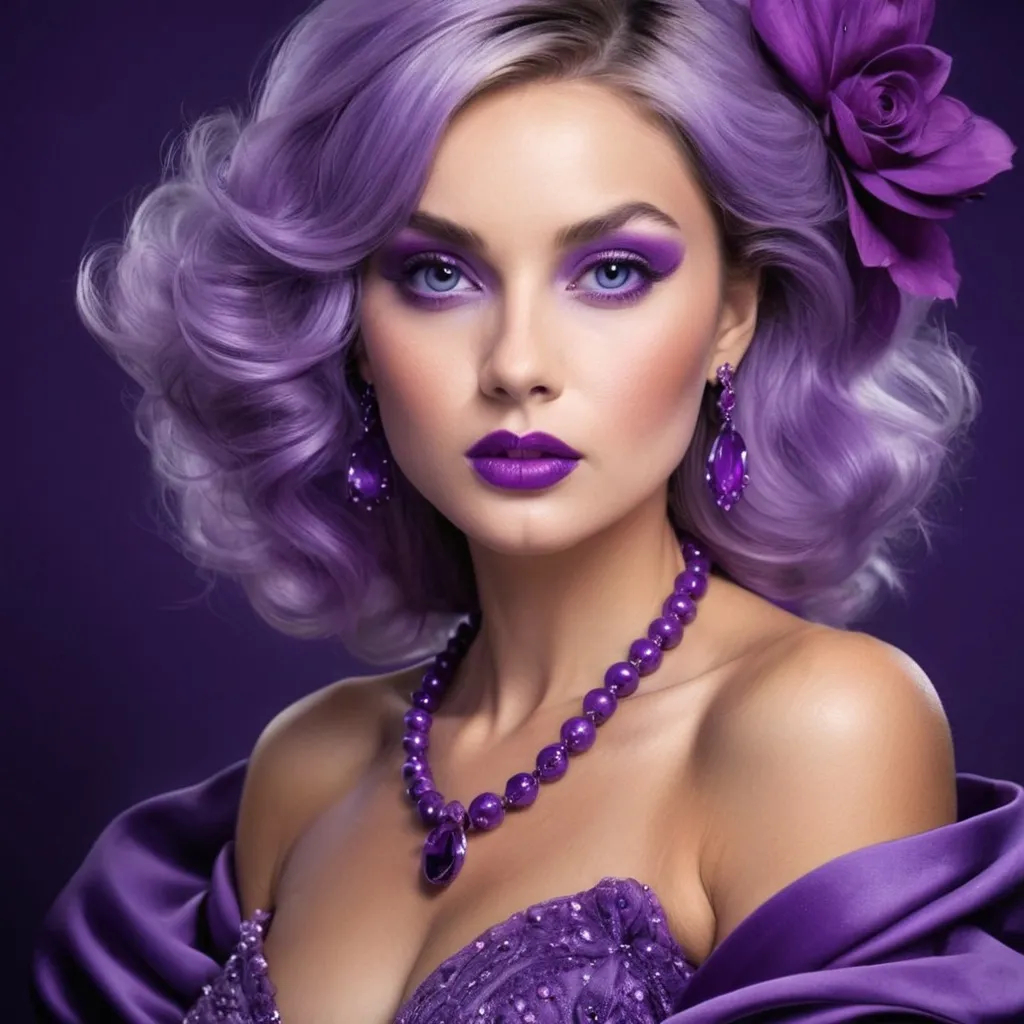 Prompt: Lady all in purple