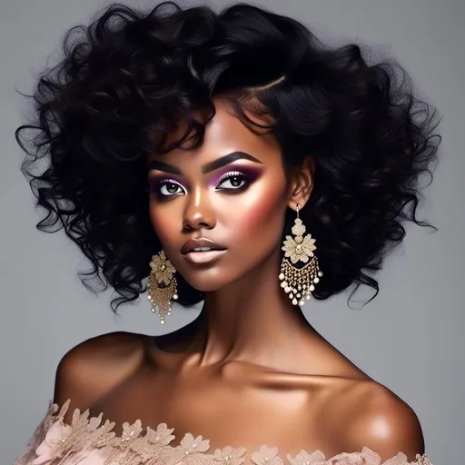 Prompt: <mymodel>60s makeup and hair on a black girl