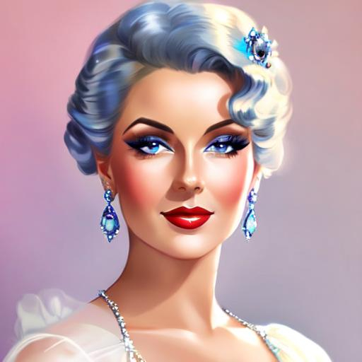 Prompt: Glamorously dressed lady of rhe 1930's wearing sapphire jewelry,blue eyes