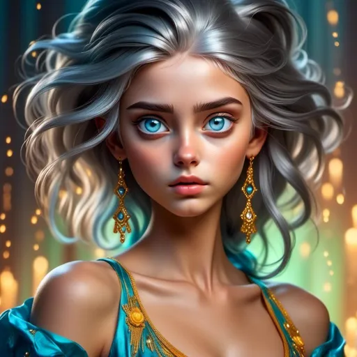 Prompt: <mymodel>digital painting, dramatic colourful makeup, high fashion, intense gaze, realistic portrayal, vibrant colors, detailed features, highres, professional, dramatic, realistic, digital painting, intense gaze, vibrant colors, detailed features, high fashion, glamorous lighting