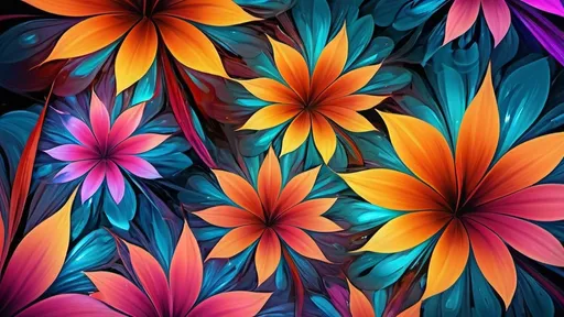 Prompt: Vibrant abstract digital artwork of flowers, dazzling colors, dynamic composition, high energy, modern digital art, vibrant, abstract, digital, high energy, dynamic composition, best quality, colorful, vivid tones, professional lighting