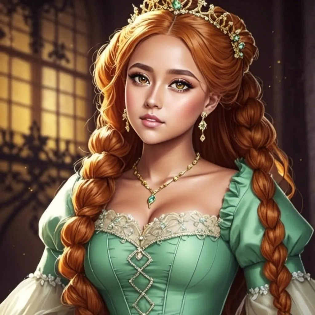 Prompt: <mymodel>a realistic feminine princess, Rapunzel, but with red hair, HD
