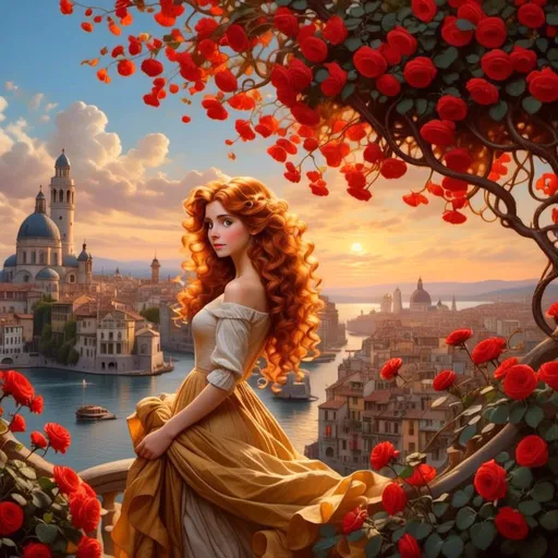 Prompt: <mymodel>a realistic feminine princess, Rapunzel, but with red hair, HD
