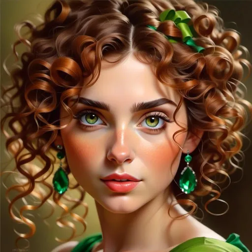 Prompt: <mymodel>Detailed illustration of a woman in vibrant green attire, large vivid green eyes, elegant makeup, digital painting, high resolution, realistic style, vibrant green, professional lighting