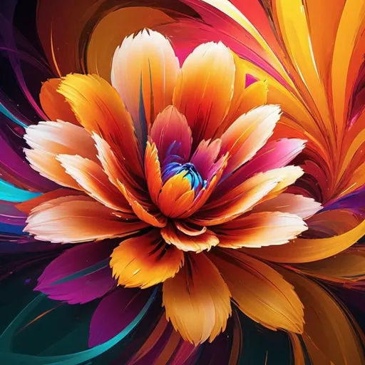 Prompt: Vibrant abstract digital artwork of flowers, dazzling colors, dynamic composition, high energy, modern digital art, vibrant, abstract, digital, high energy, dynamic composition, best quality, colorful, vivid tones, professional lighting