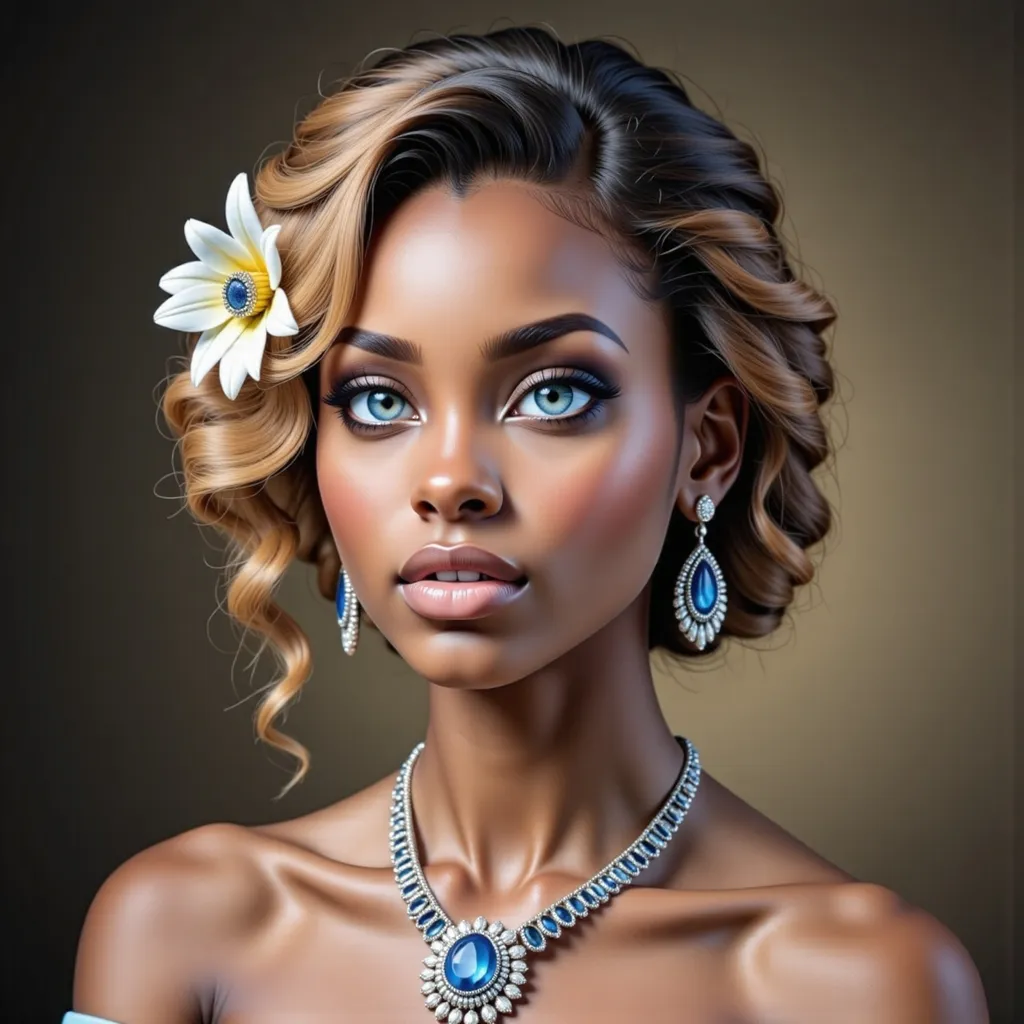 Prompt: woman wesaring a beautiful flower in her hair