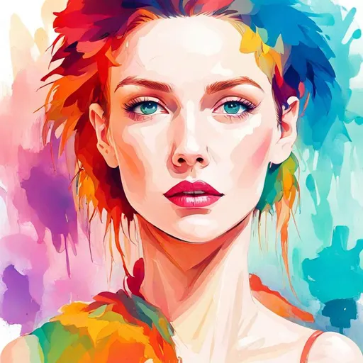 Prompt: colorful image of a young lady