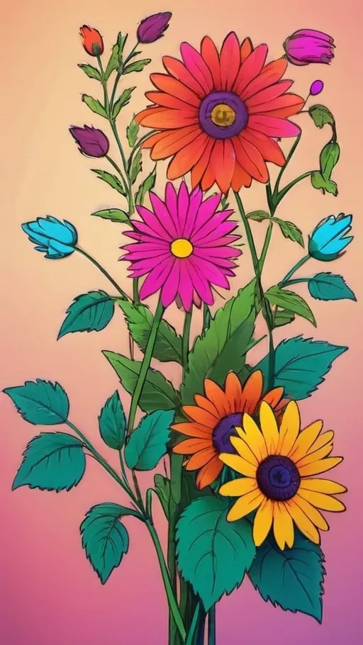 Prompt: vibrantly colored flowers