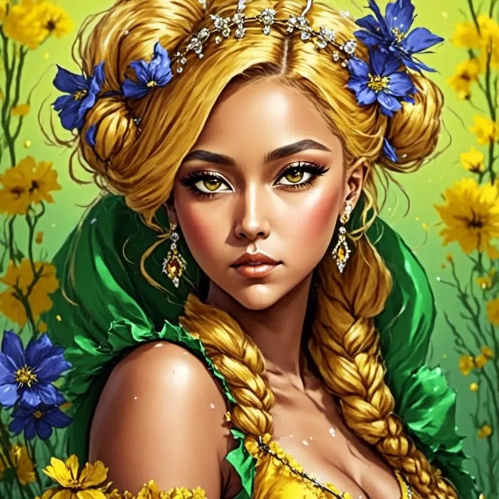 Prompt: <mymodel>a fairy of spring, ,wildflowers, vivid colors, closeup