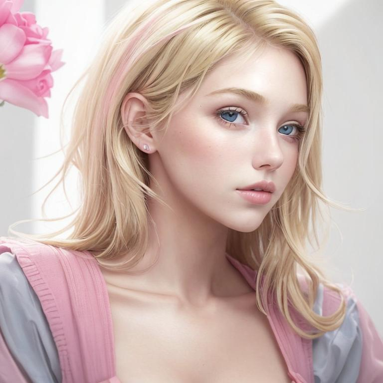 Prompt: Pretty blonde girl, lots of pink