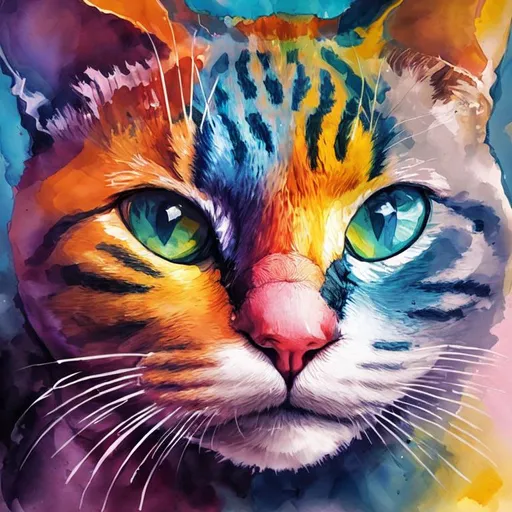 Prompt: a colorful cat portrait 