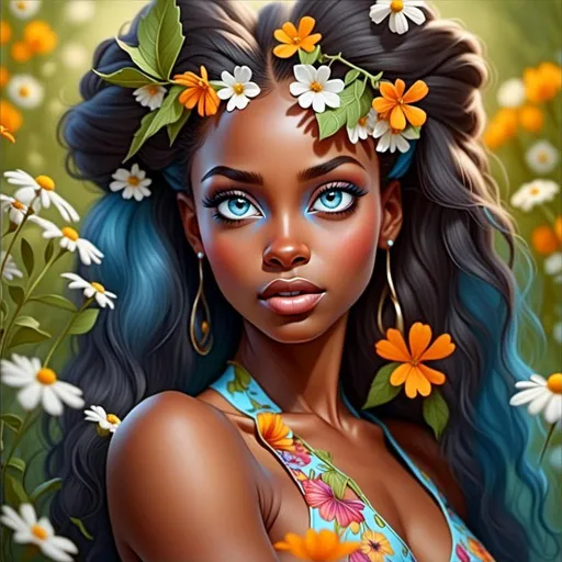 Prompt: <mymodel>a fairy of spring, ,wildflowers, vivid colors, closeup