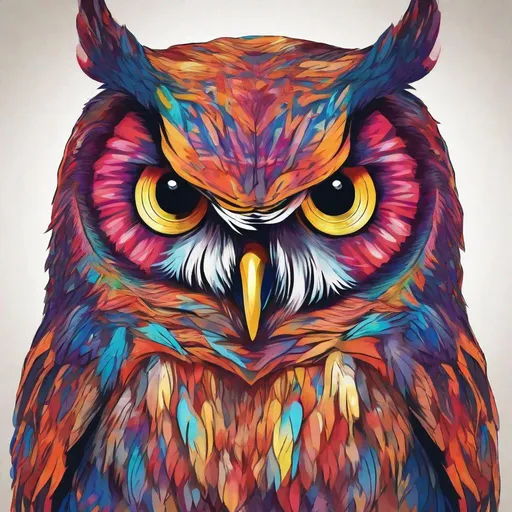 Prompt: a colorful owl portrait 