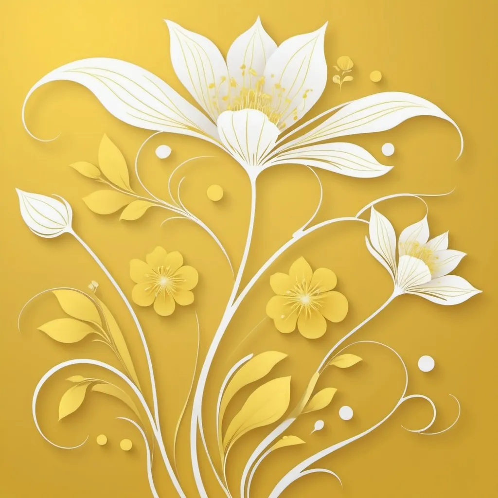 Prompt: A delicate floral abstract design for bliss.... a pretty and beautiful design.... yellow colour. White background.... line art. Vector image