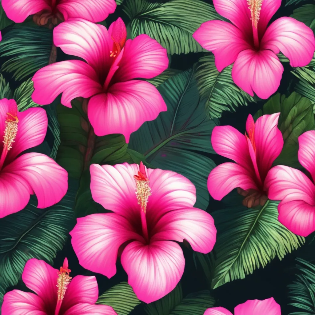 Prompt: Bright pink tropical flower