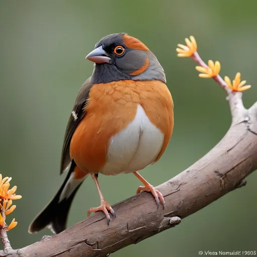 Prompt: <mymodel>A beautiful towhee finch sitting on a limb