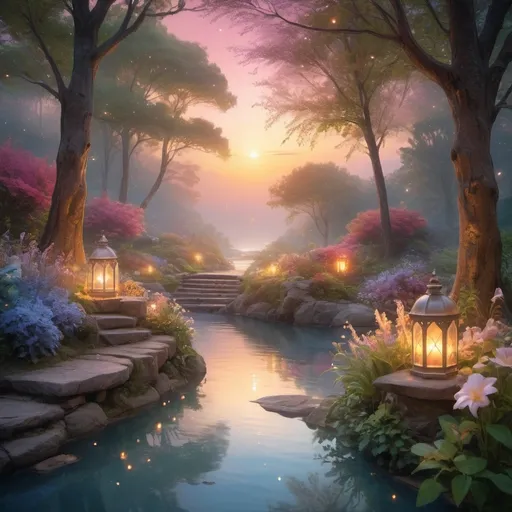 Prompt: (ethereal glow), luminous light radiating, soft illumination, vivid colors, warm ambient tones, magical atmosphere, serene background, enchanting landscapes, high detail, ultra-detailed, vibrant, dreamlike scenery, shimmering reflections, calming hues, captivating visual experience