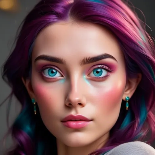 Prompt: <mymodel>magenta and teal lady