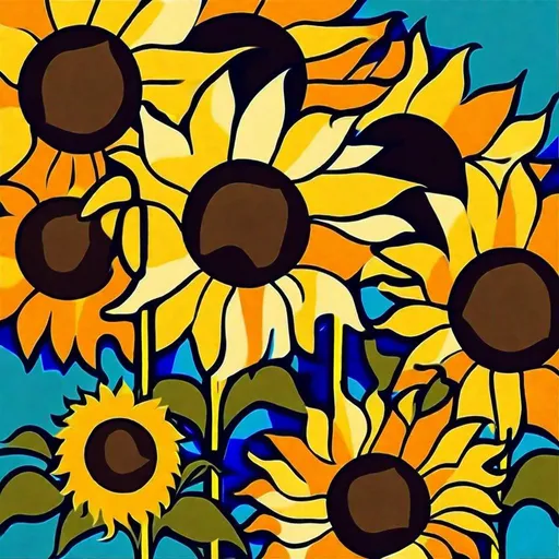 Prompt: A abstract image of  sunflowers  but abstract and different like a Picasso painting 