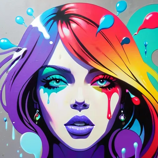 Prompt: Flower Siren graffiti art, splash art, street art, spray paint, oil gouache melting, acrylic, high contrast, colorful polychromatic, ultra detailed, ultra quality, CGSociety