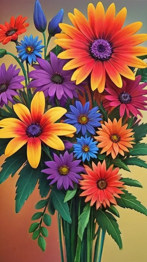 Prompt: vibrantly colored flowers