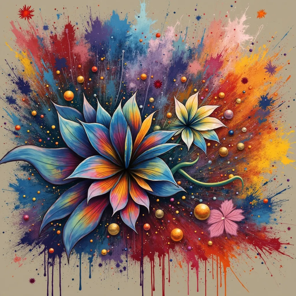 Prompt: Flower Siren graffiti art, splash art, street art, spray paint, oil gouache melting, acrylic, high contrast, colorful polychromatic, ultra detailed, ultra quality, CGSociety