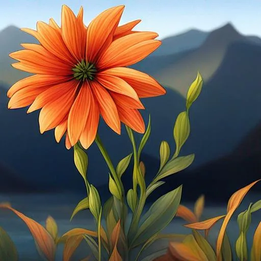 Prompt: Beautiful orange flower