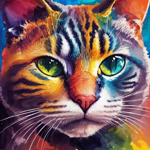 Prompt: a colorful cat portrait 