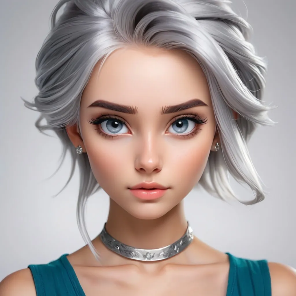 Prompt: beautiful girl with silver hair