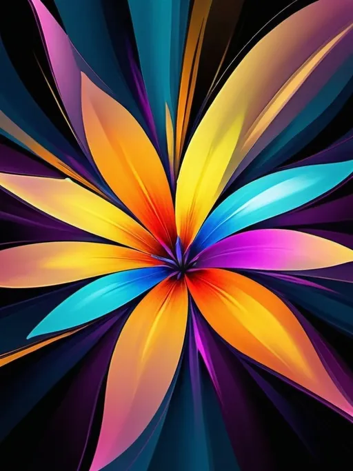 Prompt: Vibrant abstract digital artwork of flowers, dazzling colors, dynamic composition, high energy, modern digital art, vibrant, abstract, digital, high energy, dynamic composition, best quality, colorful, vivid tones, professional lighting