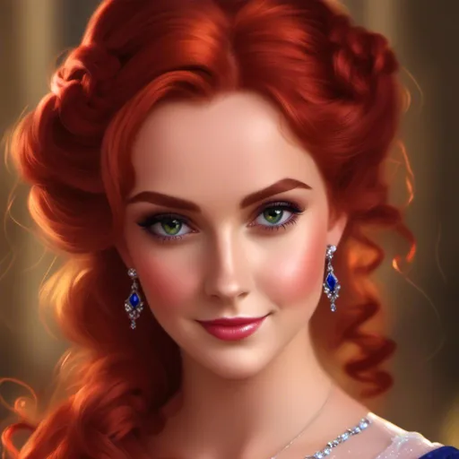 Prompt: <mymodel>a realistic feminine princess, Rapunzel, but with red hair, HD
