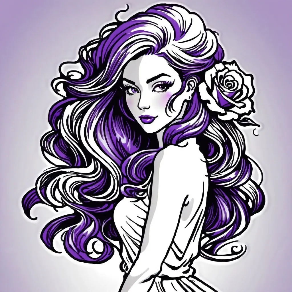 Prompt: Cosmic Epic Beauty, Beautiful and Gorgeous, purple roses in hair