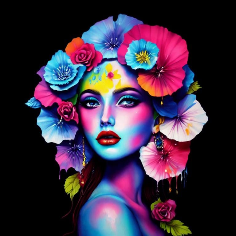 Prompt: Flower Siren graffiti art, splash art, street art, spray paint, oil gouache melting, acrylic, high contrast, colorful polychromatic, ultra detailed, ultra quality, CGSociety