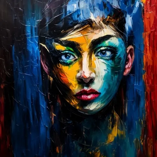 Prompt: <mymodel>Sad meaning disguised under happy expressionism, oil painting, vibrant and contrasting colors, emotional brush strokes, intense and contrasting, abstract, emotional, high quality, expressionism, oil painting, vibrant colors, emotional brush strokes, intense, abstract, contrasting, artistic, emotional