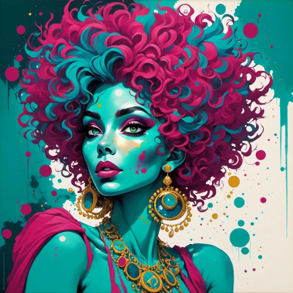 Prompt: <mymodel>magenta and teal lady