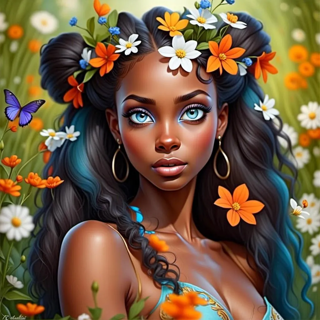 Prompt: <mymodel>a fairy of spring, ,wildflowers, vivid colors, closeup