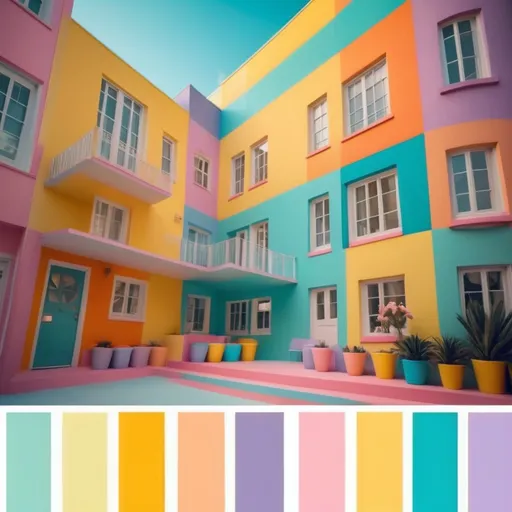 Prompt: Show a pastel rainbow color scheme
