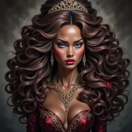 Prompt: a  black woman with a tiara and a necklace  Chinwe Chukwuogo-Roy, afrofuturism, highly detailed digital painting, a photorealistic painting