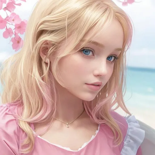 Prompt: Pretty blonde girl, lots of pink