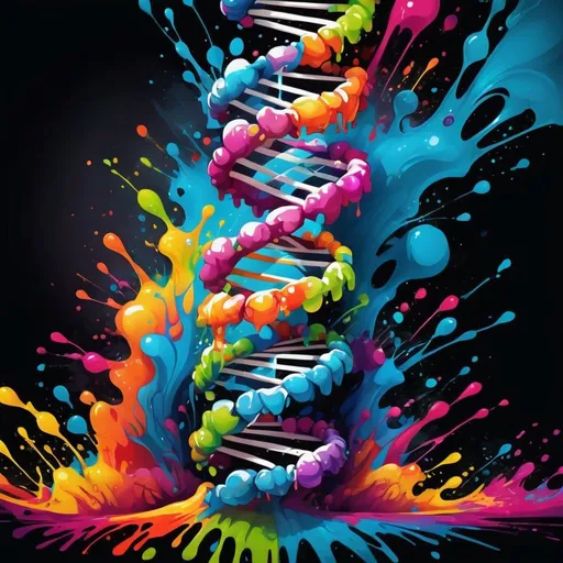 Prompt: Colorful graffiti illustration of a DNA
Natural pattern You are the remote, which reality do you see right now in this moment. 
self love, self power, educate your self. Fractals  vibrant paint splashes, vector t-shirt art, high quality, graffiti style, vibrant colors, dynamic pose, detailed scales, expressive eyes, white background, vector art, professional, bright lighting