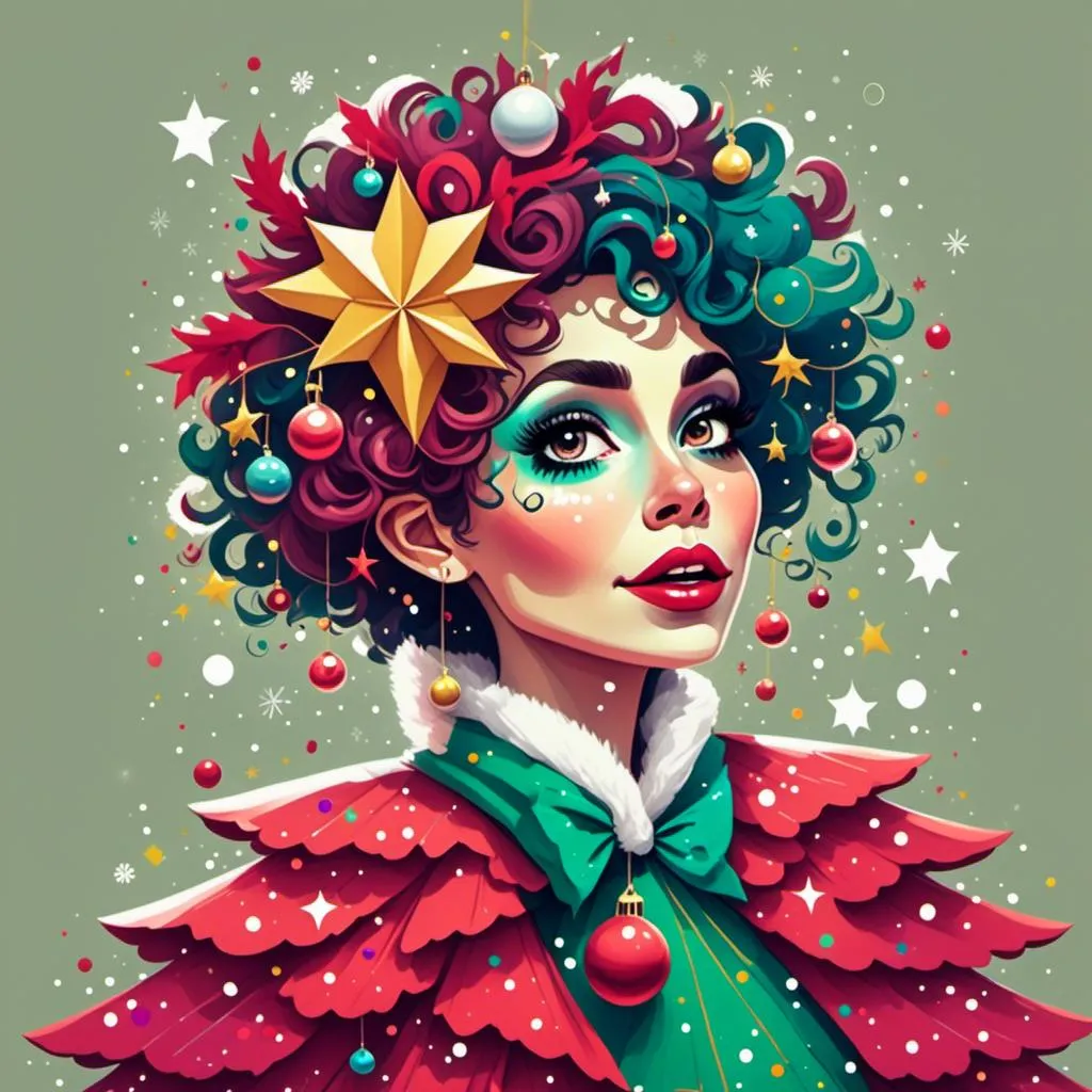 Prompt: <mymodel>Christmas tree lady