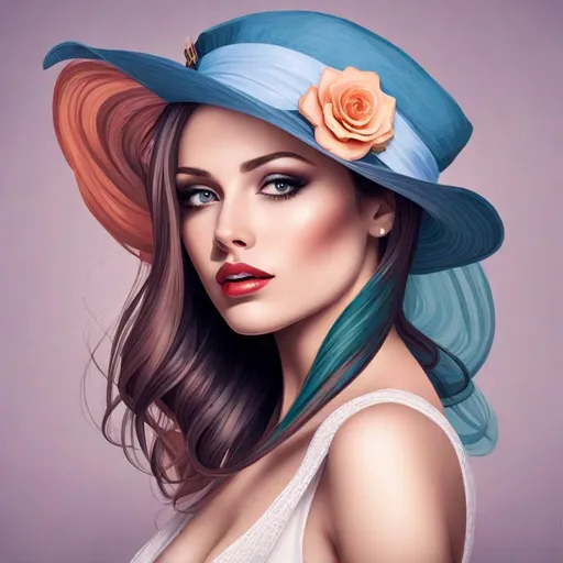 Prompt: A beautiful woman wwearing a stylish hat