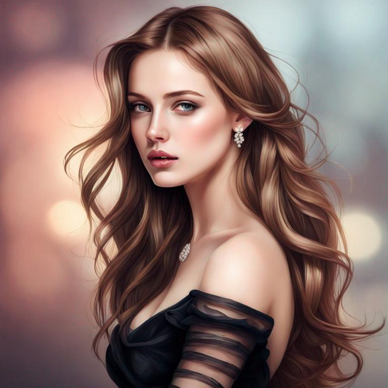 Prompt: a beautiful young lady, elegant long hair, beautiful dress