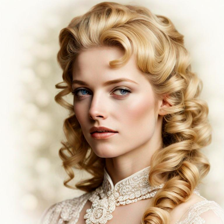 Prompt: A beautiful blonde woman of the gilded age