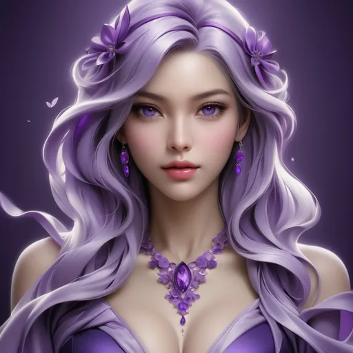 Prompt: Beautiful woman, purple