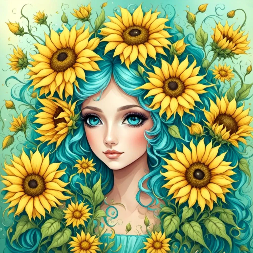 Prompt: <mymodel>Fairy princess of sunflowers